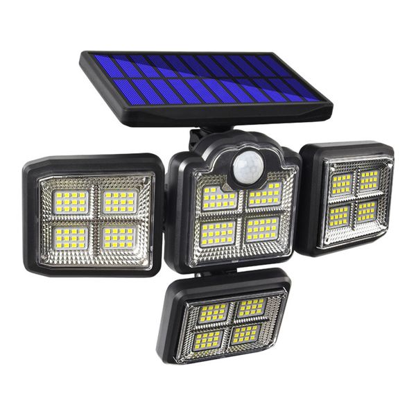 Luces de pared solar pi, luz de seguridad de 4 cabezas, 3 modos 198 lámpara de pared de mazor