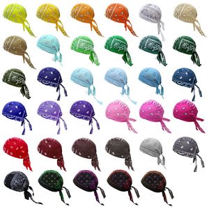 Sombrero de pañuelo pirata Dew Rag Gorros de algodón Gorro de hip-hop Gorro que absorbe el sudor Gorro con calavera para hombres y mujeres 35 colores NUEVO