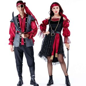 Costumes de capitaine Pirate pour hommes et adultes, ensemble de Cosplay pour femmes, déguisement de fête de Pirate, fantaisie de carnaval