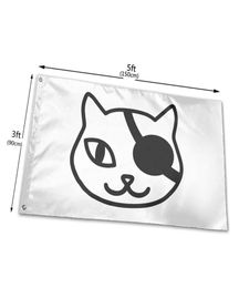 Pirates Cat Eye Patch Flags Banners de 3x5ft 100D Polyester Couleur vive haute qualité avec deux crampons en laiton5325980