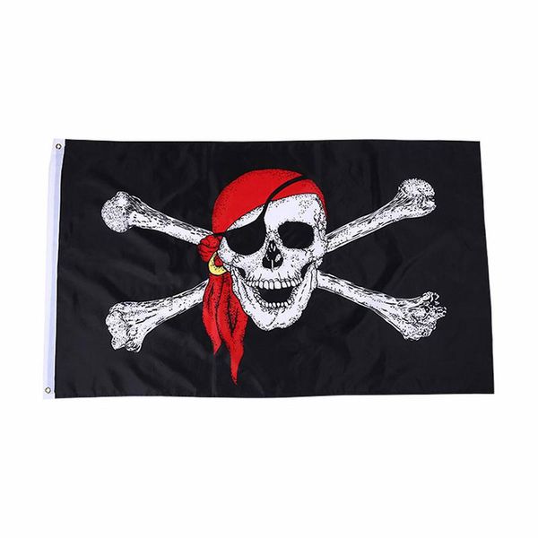 Drapeau de pirate avec crâne et os croisés 3x5ft Skull Pirate avec deux drapeaux de couteau croisés 90x150 cm pour la décoration de la maison ou du bateau, livraison gratuite