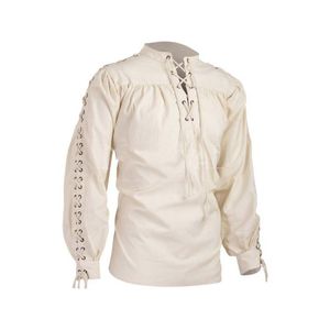 Piraat gotisch heren verband met lange mouwen middeleeuwse renaissance shirt