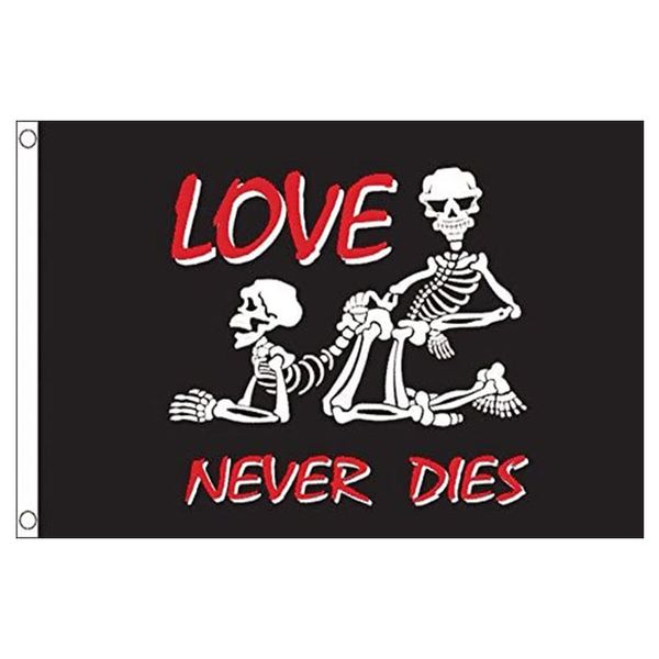 Drapeau Pirate Love Never Dies, 3x5 pieds, 150x90cm, en Polyester, bannière et drapeaux d'impression numérique pour Club extérieur ou intérieur, vente en gros