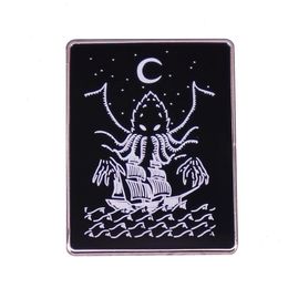 Piratenschip Octopus Email Pin Moon en Stars broche Badge Decoratie mode -sieraden accessoires