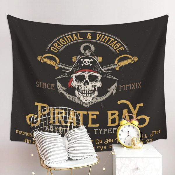 Pirate Skull Tapestry Cover Toalla de playa Picnic Mat de yoga Decoración del hogar