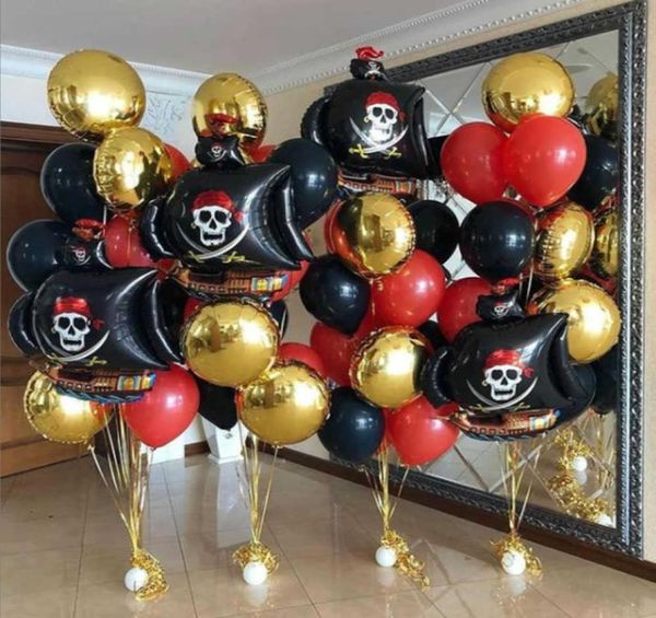 Juego de globos para fiesta con tema pirata, globo de papel de aluminio dorado de 18 pulgadas, decoración de cumpleaños para niño, suministros para Baby Shower, globo para niños X05651956