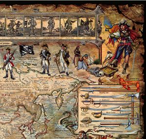 Pirate World Map Ancient Weird Classic Mystery Geography Geography Fantasy Thème imperméable Nappe par Ho Me Lili pour décor de table