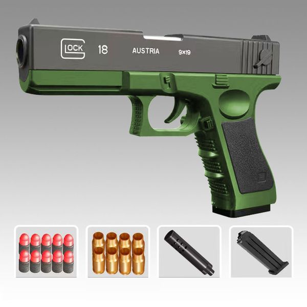 Pistola Manual EVA Soft Bullet Foam Dardos Shell Eyección Pistola de juguete Blaster Disparo con silenciador Balas para niños Niños Adultos CS Lucha Juegos al aire libre 006