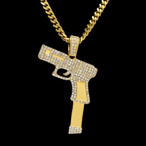 Pistolet pendentif colliers hommes HipHop bijoux haute qualité mode or pendentifs collier