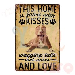 Pit Bull Dckhund Dog Shepherd Metal Tin Sign Poster Farmhouse Bar Pet Shop Living Room Vintage Wall Decor 8x12 pouces TU-249A