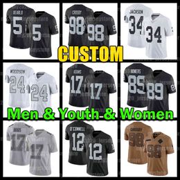 17 Davante Adams voetbalshirt 98 Maxx Crosby 89 Brock Bowers Bo Jackson Charles Woodson Aidans Oconnell Gardner Minshew II Daniel Carlson Jack Jones Divine Deablo