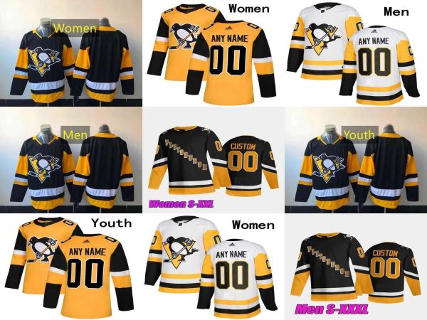 Maillot de hockey personnalisé hommes femmes jeunes Pittsburgh''Penguins''53 Teddy Blueger 77 Jeff Carter 87 Sidney Crosby 71 Evgeni Malkin 25 Ryan Poehling