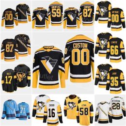 Aangepaste heren dames jeugd Pittsburgh''Penguins''CUSTOM Hockey Kris Letang Jersey Bryan Rust Jake Guentzel Evgeni Malkin Sidney Crosby Tristan Jarry Teddy gestikt