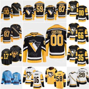 Pittsburgh''Penguins''CUSTOM 2022 Hockey Kris Letang Jersey Bryan Rust Jake Guentzel Evgeni Malkin Sidney Crosby Tristan Jarry Teddy cousu