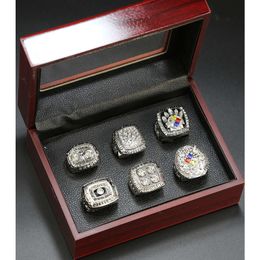 Pittsburgh Steelman 6 jaar zilveren Super Bowl Champion Ring stalen filmringset