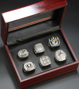 Juego de anillos de película de acero de anillo de campeón del Super Bowl de plata de 6 años de Pittsburgh Steelman
