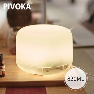 PIVOKA 820ml Aromathérapie Diffuseur Humidificateurs d'air Huile Essentielle Électrique Huile Essentiel avec Lampe de Nuit LED pour la Maison Y200111