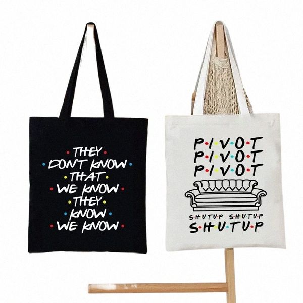 Pivot Shut Up Canvas Sac fourre-tout Étudiant Pivot Friends TV Show Shop Sac Femmes Firend Graphic Casual Sac à main Sac latéral pour dames W36V #