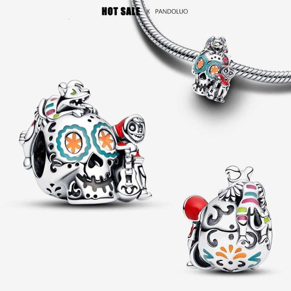 Pixar Coco Miguel Dante crâne brillant dans le noir perles breloque idéal pour Bracelet femmes Sier bijoux offre spéciale cadeau