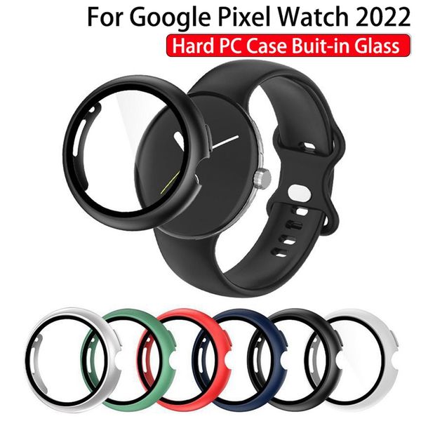 Pixel Watch Cases Funda para Google Pixel Watch 2022 Relojes inteligentes Cobertura total 360 Cubiertas protectoras Protector de pantalla de vidrio templado incorporado