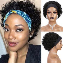 Pixie Cut Dadband Wig Human Hair Water Machine Full Máquina hecha Wigs cortos de rizado para mujeres negras