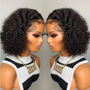Pixie Cut perruque courte bouclée brésilienne cheveux humains perruques 13X1 Transparent Bob Lace Front perruque pour les femmes pré plumé Cosplay quotidien