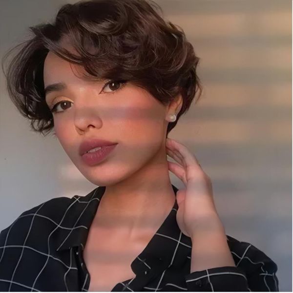 Pixie Coup Wigs for Black Women Short Pixie Wig Coiffures en couches en couches Perruque droite avec une perruque avant non en dentelle sans dentelle