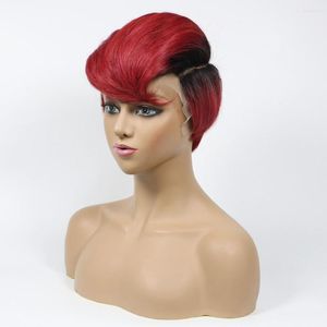 Pixie Cut Perruques Cheveux Perruque Courte 150 180 Densité Réglable Dentelle 360x1 #350 Giner Couleur Bug 1B/27 Femmes Noires