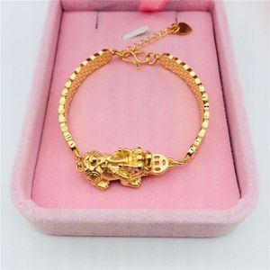 Bracelet Pixiu Vietnam sable or, bijoux en laiton plaqué or, motif de pièce de monnaie en cuivre, Bracelet Pixiu Fashion219I