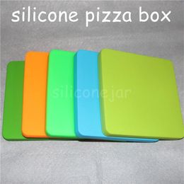 Pizza Box Design Tobacco Smoking Rangement Case de rangement Silicone 200 ml Répartir de cire de grande capacité outil de fumer carré Pizza Conta256a