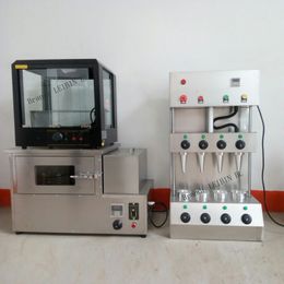 Máquina de moldeo de conos de pizza Máquina de conos de pizza barata / Escaparate de calentador giratorio con línea de producción