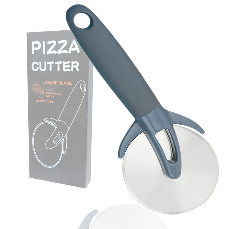 Pizza Cutter Wheel Shape Blade Pizza Slicer Silicone Handle Anti-Slip Design With Protective Cover Professional Kitchen Tool MHY073