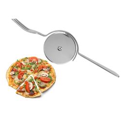 Coupe-Pizza avec fourchette, rouleau à roue en acier inoxydable, hachoir à Pizza, couteau à découper la Pizza, outils de cuisine LX6344