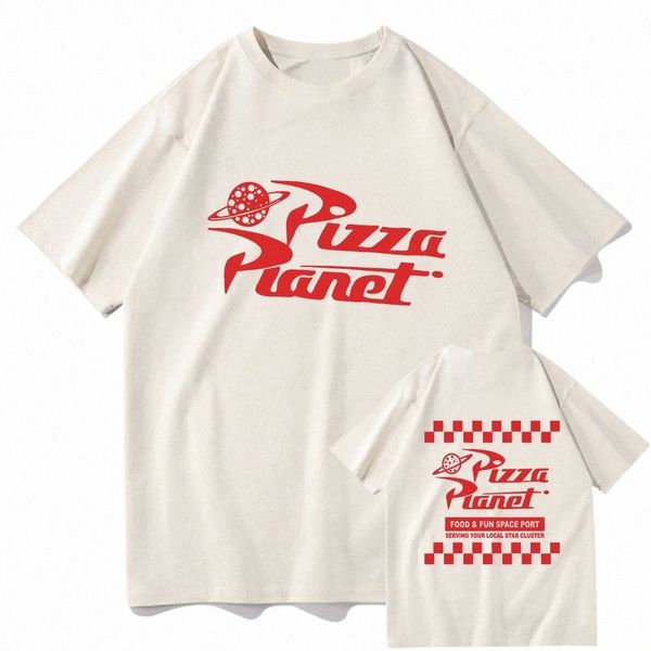 Pizza Planet T Shirts Hombres / Mujeres Sudadera gráfica Vintage Summer Cott Camiseta Unisex Hip Hop Tees Ropa clásica 376n #