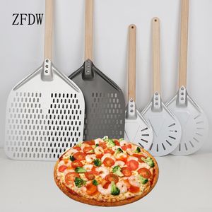 Pizza Schop Keukengereedschap 7/8/9 Inch Draagbare Peel Houten Handvat Punch Oven Transfer Epidurale Anode NonStick Round Pan