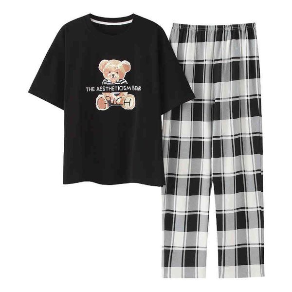 Pjs Mujeres Plus Lencería Ropa De Dormir Pijamas De Mujer De Gran Tamaño Manga Corta Pantalón Largo Trajes De Verano Pijamas Suaves