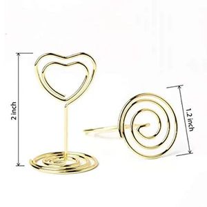 Portatarjetas para colocar, soporte para números de mesa, soporte para tarjetas de mesa, soporte para fotos de mesa con forma de corazón, Clips para notas de menú para boda Fa LL