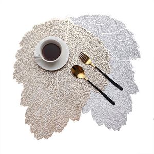 Placemat Eettafel Onderzetters Leaf Simulatie Plant PVC Koffiekopje Tafel Matten Holle Keuken Kerstmis Home Decor Cadeaus LLA7126