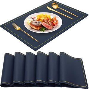 Manteles Individuales de cuero PU para mesa de comedor, manteles individuales lavables impermeables, almohadillas resistentes al calor para cocina y restaurante