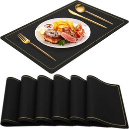 Placemats waterdichte pu lederen eettafel matten hittebestendige onderzetters wasbare plaatsmatten voor paas Thanksgiving kerstnieuwjaar feest