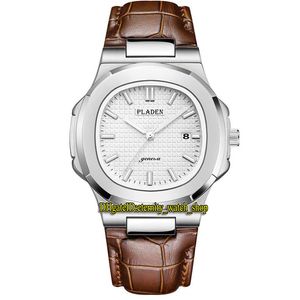 Pladen Eternity M003 Leisure Ultradin TH 8mm Herenhorloges Rasterpatroon Wit Date Dial Quartz Beweging Mannen Horloge Stalen Case Bruin Lederen Strap