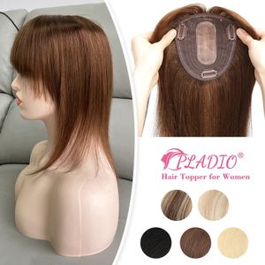 PLADIO 1312 cm 8 10 12 14 postiche de cheveux avec frange 100% réel Remy humain pour les femmes avec mince 240327