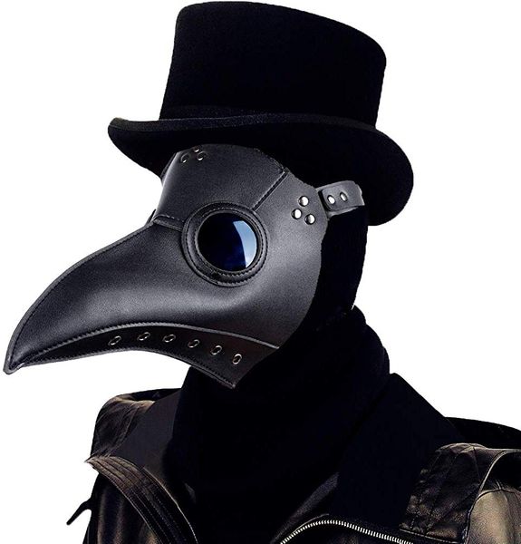 Máscara de pájaro del Doctor de la peste, pico de nariz larga, Cosplay Steampunk, accesorios de disfraz de Halloween, negro, blanco, DEC578