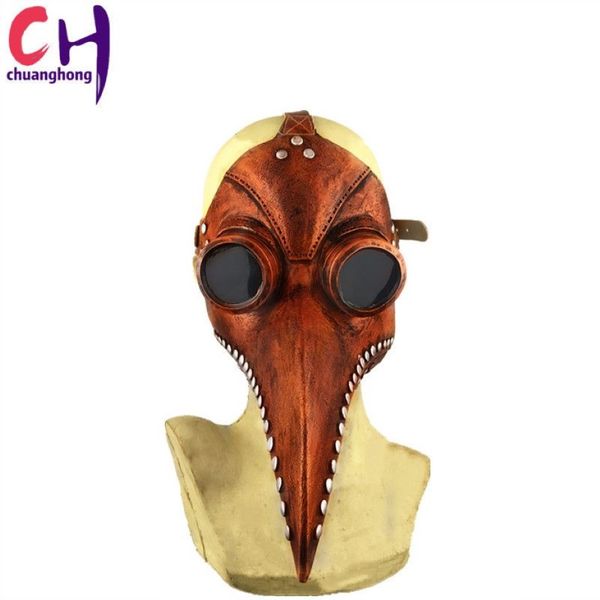 Plague masque bec oiseau vapeur punk masque long nez cosplay fantaisie gothique rétro rock cuir halloween beak2576