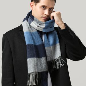 Geruite herfst winter wol sjaal mannelijke mode super lange acryl effen kleur warme sjaal dubbele verdikking wrap k0038