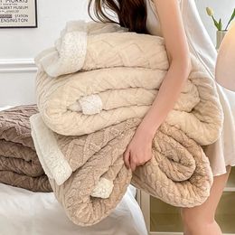 Geruite deken wol fleece warme winterdekens voor volwassenen kinderslaapbankovertrek dekbed pluche wintersprei voor bedden 240109