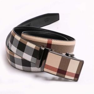 Boucle à carreau unisexe designer les ceintures réelles masculines ceinture commerciale automatique Business Jeans Cowhide tissu Fashion 211012 177c