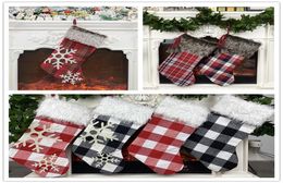 Plaid Christmas Stocking Ornament Xmas Tree Pendant Plush Sock Kids Geschenktas Candy Bag Happy Nieuwjaar Huisfeest Kerstdecorat9738931