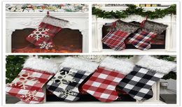 Plaid Christmas Stocking ornament Xmas Tree Pendant Plush Sock Kids Geschenktas Candy Bag Happy Nieuwjaar Huisfeest Kerst Decorat3073881