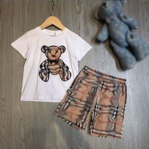 Geruite kledingsets Baby Meisjes jongensshorts Rok Designer Jurkkostuums Luxe kinderkledingsets Meisjes Klassieke kinderkledingsets Letter Pakken met halve mouwen AAA